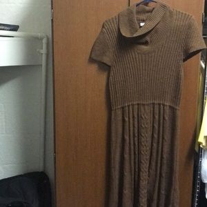 Brown scoop neck sweater dress